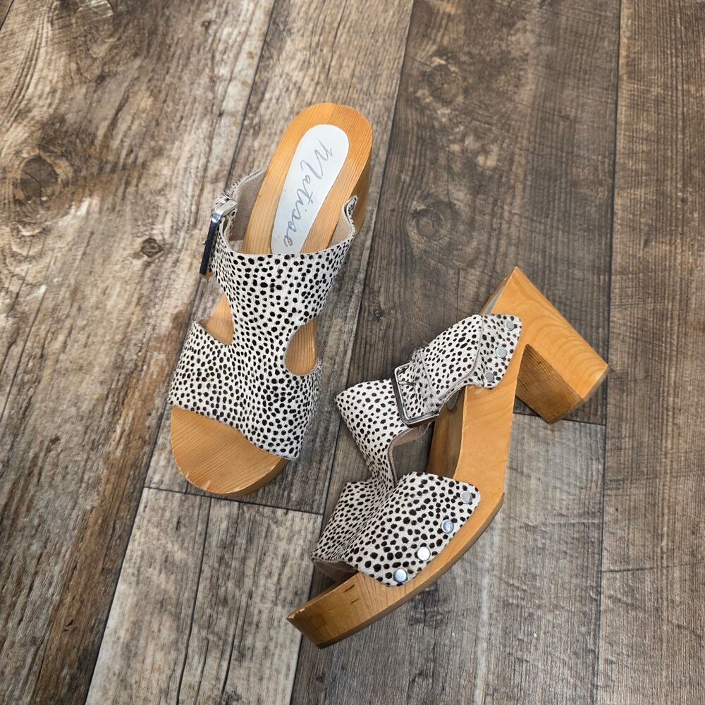 Matisse Cutout Platform Wood Clog Platform Sandals Calf Hair Size 8 Chucky Mule